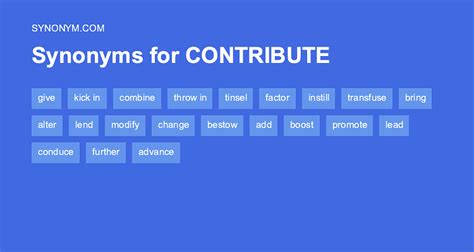 contribute synonym|CONTRIBUTE (TO) Synonyms: 90 Similar and Opposite Words.